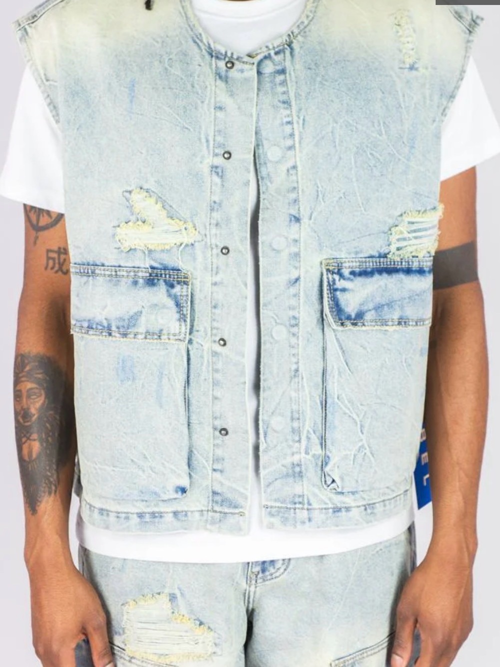 Men's Washed Denim Utility Vest - 🎆